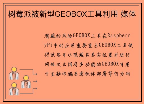 树莓派被新型GEOBOX工具利用 媒体