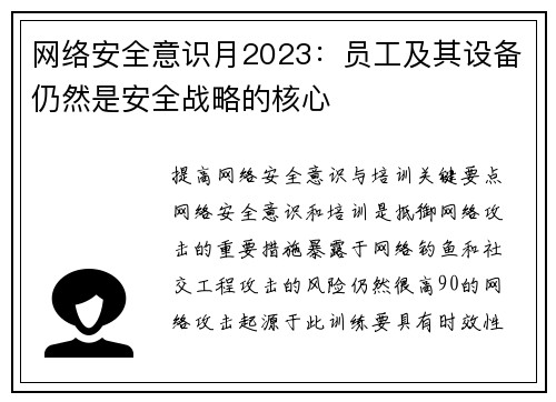 网络安全意识月2023：员工及其设备仍然是安全战略的核心 